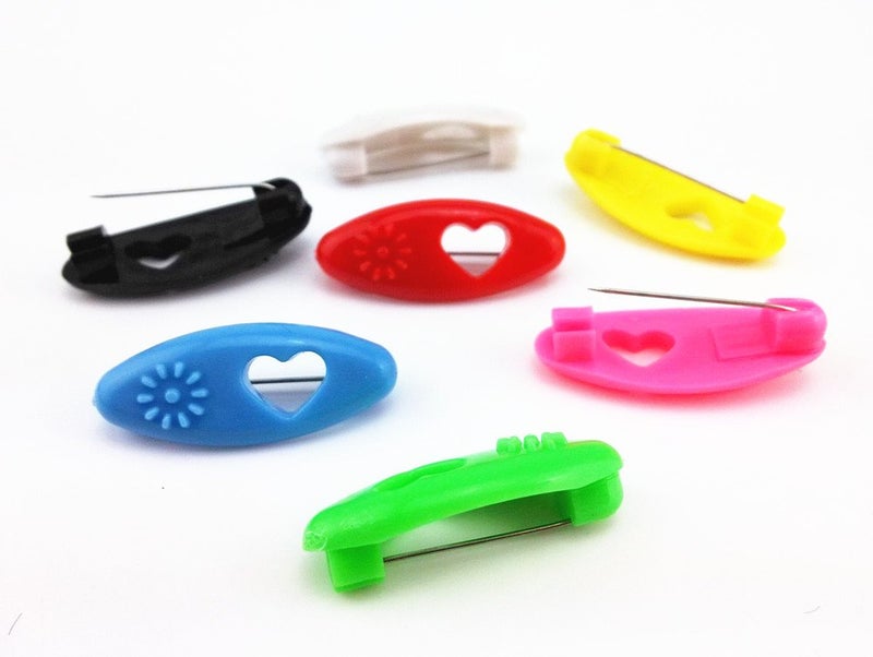 yueton 48pcs Assorted Color Fashion Plastic Cover Scarves Safety Pin, Scarf, Hijab, Brooch Pins, Safety Locking Baby Cloth Diaper Nappy Pin (Flower&Heart) - Image 3